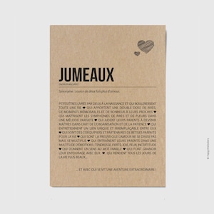 Carte de félicitations naissance jumeaux - naissance jumeaux - carte de félicitations jumeaux - carte définition jumeaux - Personnalisable