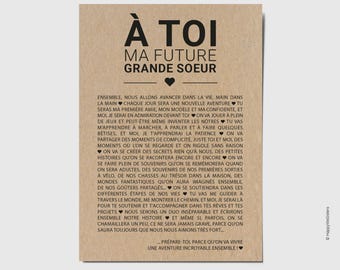 "Future Big Sister" Congratulations Card | Emotional Message | Birth Announcement Gift | Customizable | Family Adventure