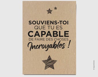 Carte d'encouragement - Carte de soutien - message positif -Carte encouragement examen - entretien professionnel - Amitié - Personnalisable