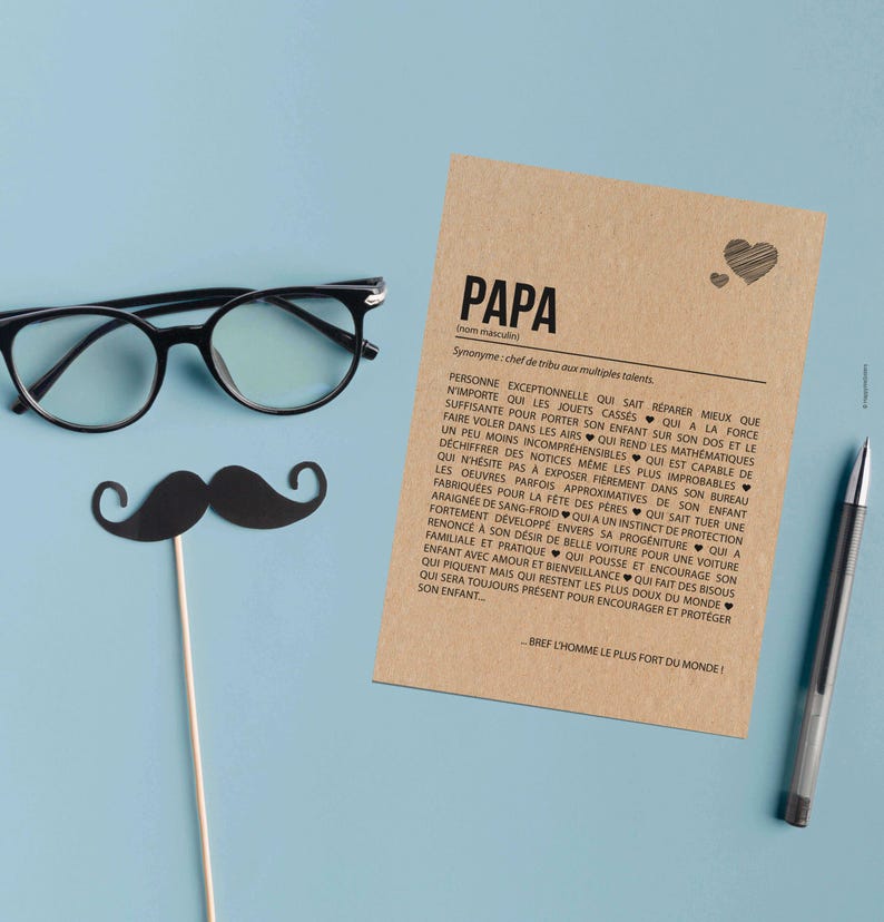 Carte définition papa - Carte d'anniversaire - Carte de fête des pères - Carte de positivité imagen 3
