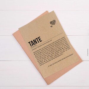 Carte définition Tante - Carte d'anniversaire Tante - Carte noël Tante - Idée carte annonce grossesse Tante - Personnalisation possible image 2