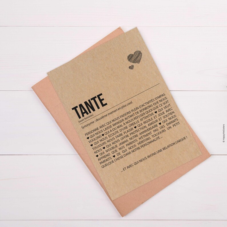 Carte définition Tante - Carte d'anniversaire Tante - Carte noël Tante - Idée carte annonce grossesse Tante - Personnalisation possible image 2