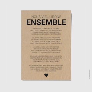 Carte de Mariage « Nous vieillirons ensemble » Poème d’amour, Anniversaire de mariage, Déclaration romantique, Cadeau couple PERSONNALISABLE