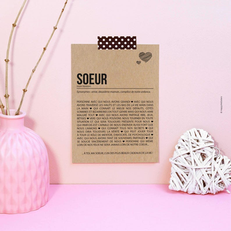 Carte définition soeur - Carte anniversaire soeur - Cadeau noël soeur - Idée cadeau soeur - Personnalisable image 3