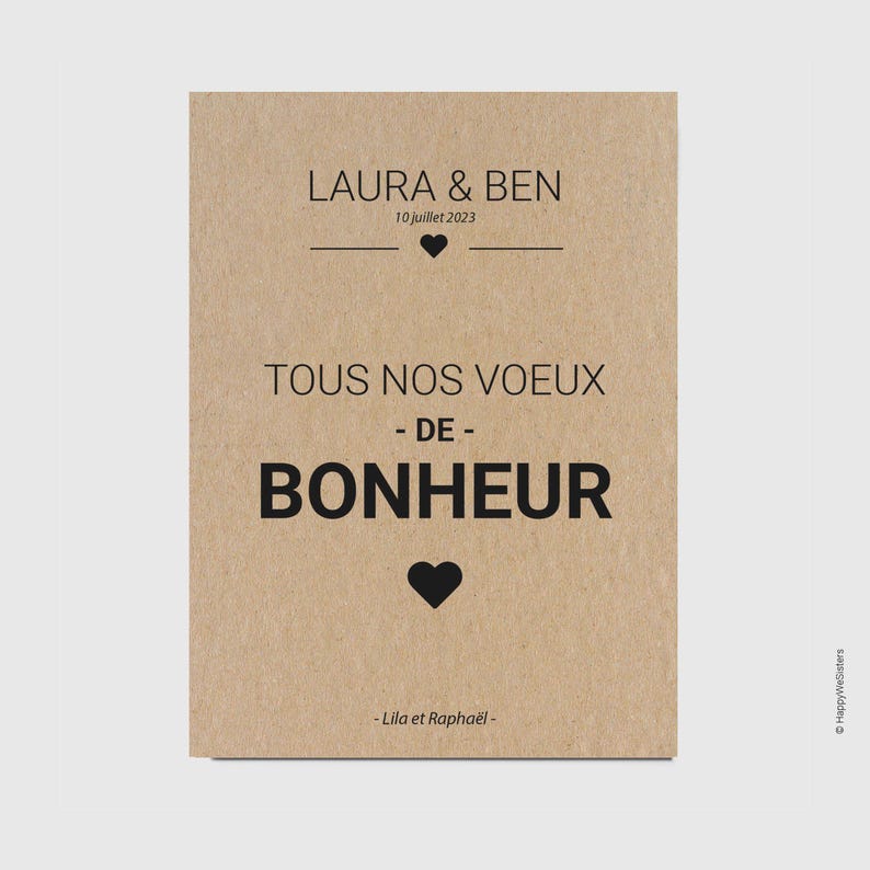 Carte de Félicitations Mariage - Carte félicitations Pacs - Carte voeux de bonheur union personnalisée image 1