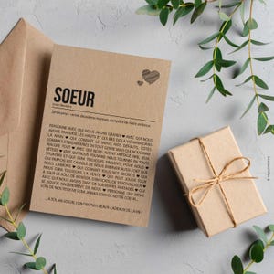Carte définition soeur - Carte anniversaire soeur - Cadeau noël soeur - Idée cadeau soeur - Personnalisable image 4