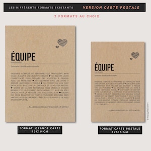 Carte définition équipe - Carte départ travail - Carte de remerciements collègues - Au revoir équipe - Cadeau départ personnalisable image 7