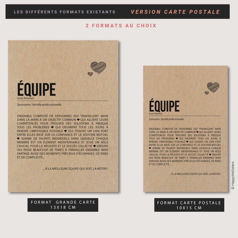 Carte définition équipe - Carte départ travail - Carte de remerciements collègues - Au revoir équipe - Cadeau départ personnalisable image 7