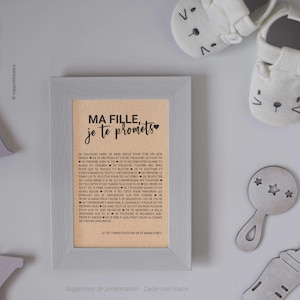 "My daughter, I promise you" card - Customizable - Birth gift - Gift for your daughter - Affection card - Birthday card image 4