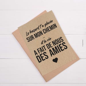 Carte à message - Carte citation sur l'amitié - Carte amie - Carte d'affection - Carte de gratitude personnalisable 画像 2
