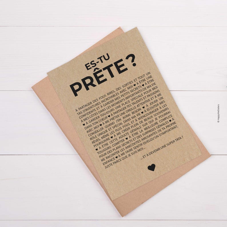Carte annonce grossesse originale future Tata - Es-tu prête à devenir tata - Carte naissance - Carte personnalisable immagine 2