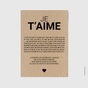Carte "Je t'aime" - Carte amour - Carte Saint-Valentin - Carte Anniversaire amoureux - Déclaration d’amour universelle Personnalisable