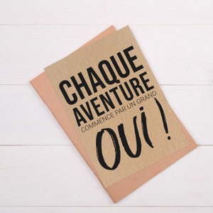 Carte citation "chaque aventure commence par un grand oui" - Idée cadeau mariage - Idée cadeau nouveau départ - Verso Personnalisable image 2