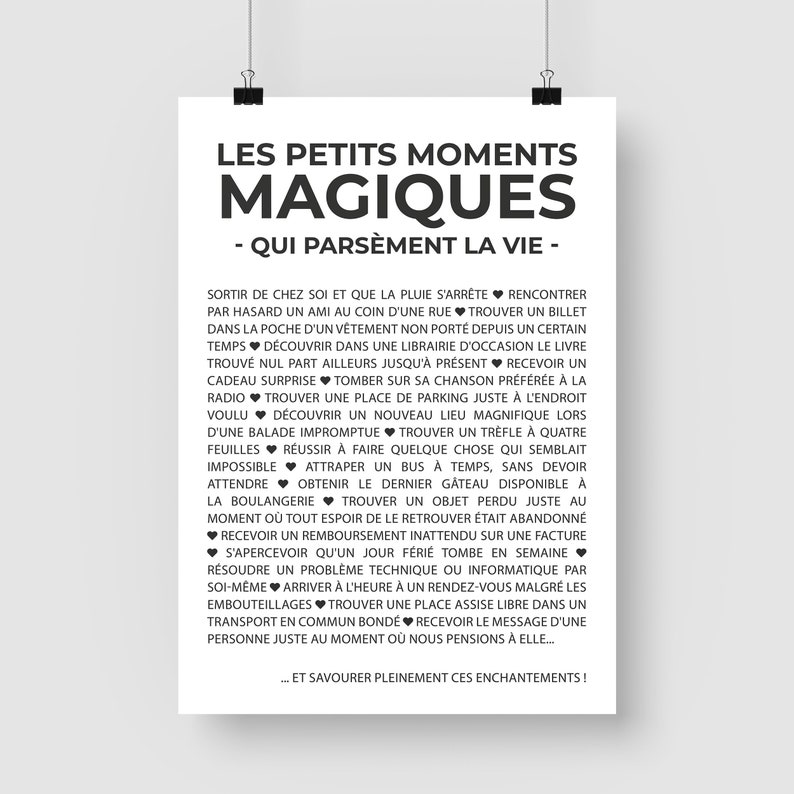 Affiche inspirante Les petits moments magiques Poster PDF imprimable Format A6 à A1 Téléchargement numérique Décoration murale image 8