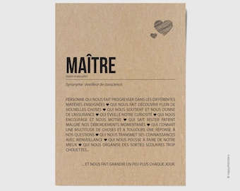 Master definition card - Thank you master card - Master gift idea - Personalization possible