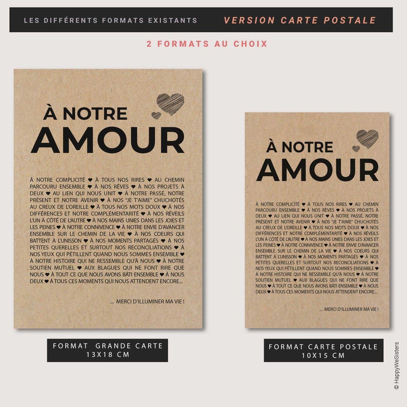 Carte "A notre amour" - Carte amour - Carte Saint-Valentin - Carte anniversaire de mariage - Personnalisable imagen 8