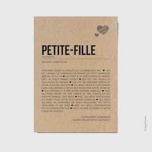 Carte définition petite-fille - Carte de grands-parents pour petite-fille - Carte d'anniversaire - Carte d'affection - Personnalisable
