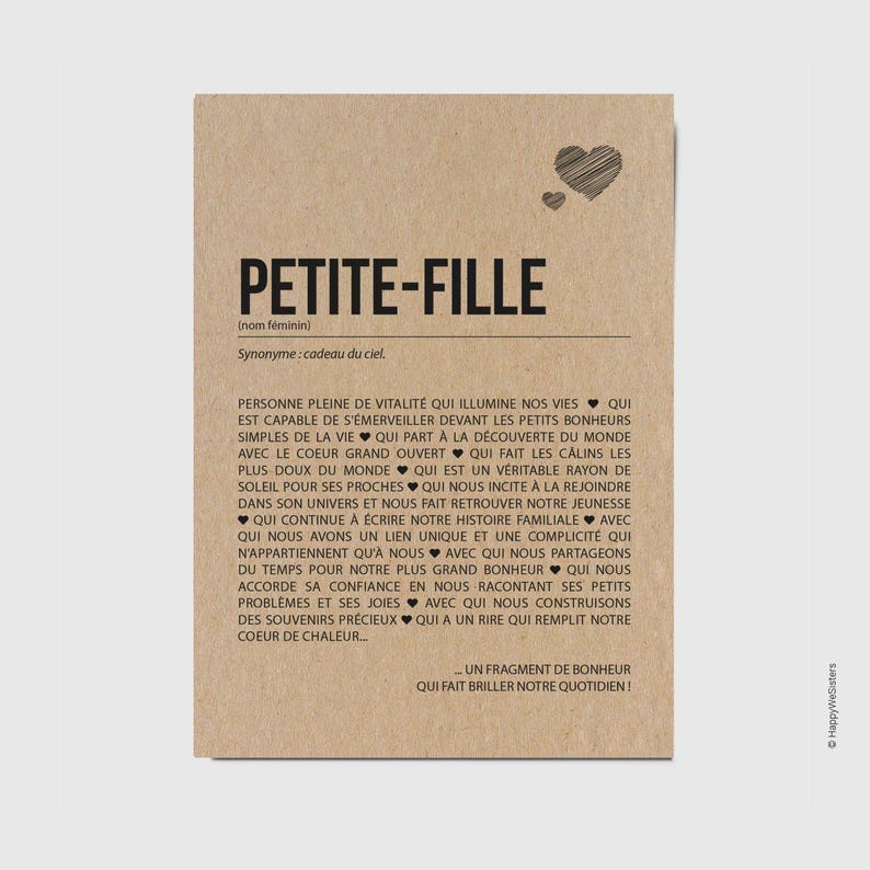 Carte définition petite-fille - Carte de grands-parents pour petite-fille - Carte d'anniversaire - Carte d'affection - Personnalisable image 1