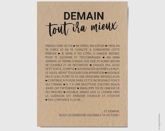 Carte de soutien - Bon rétablissement - Carte de soutien maladie - Carte de réconfort - carte d'optimisme moment difficile - Personnalisable