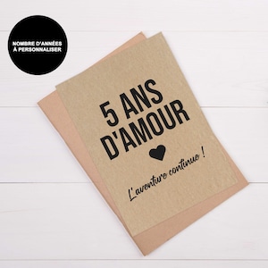 Carte anniversaire de mariage - anniversaire de rencontre - Saint-Valentin - Idée cadeau anniversaire de noce - Carte couple personnalisée immagine 2