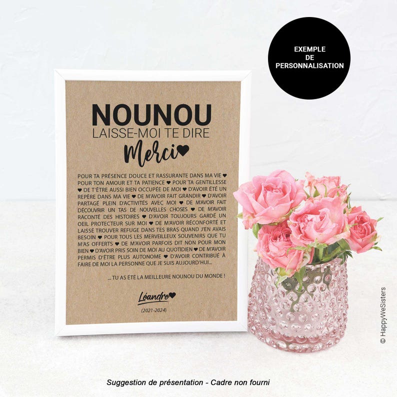 Carte merci nounou - Remerciements nounou - cadeau fin année - Idée cadeau nounou - Carte personnalisée image 6