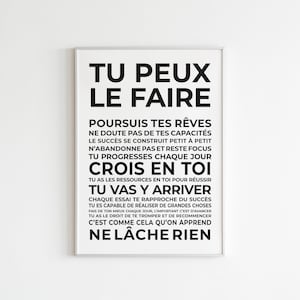 Affiche de motivation - Affiche d'encouragement - "Tu peux le faire" - Décoration murale de bureau