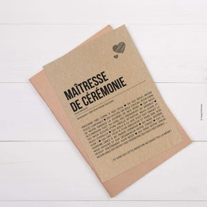 Carte définition Maîtresse de cérémonie mariage - Carte mariage - Cadeau maîtresse de cérémonie mariage laïque - Personnalisable imagen 2