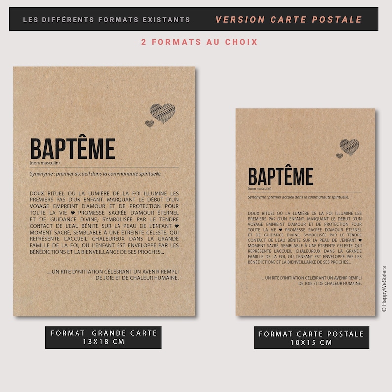 Carte définition Baptême - Cadeau de baptême - Carte de voeux baptême - Personnalisable image 7