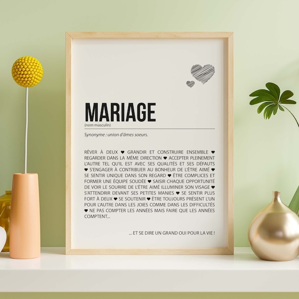 Wedding poster definition - Wedding gift - Couple gift - Wedding anniversary - Wedding decoration