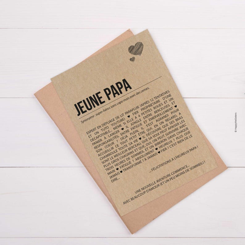 Carte définition Jeune Papa - Carte de félicitation naissance papa - Cadeau naissance - Idée Cadeau Papa - Personnalisable immagine 2