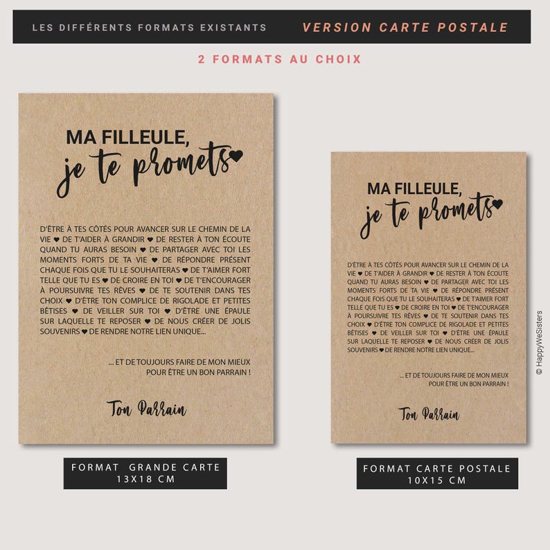 Carte Filleule/Parrain personnalisable - idée cadeau baptême - cadeau naissance filleule image 5