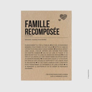 Carte définition Famille recomposée - Cadeau remariage - Célébration famille - Carte postale - Cadeau famille - Personnalisable