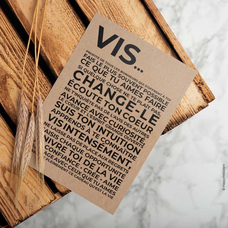 Carte de motivation - Carte inspirante - Hymne à la vie - Vis image 3