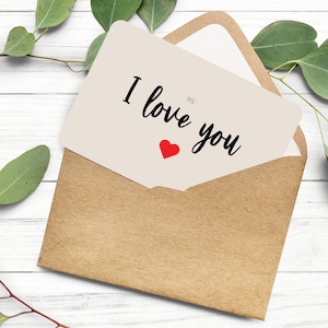 Carte d'amour PS I love you - Carte Saint-Valentin