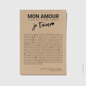 Carte "Mon amour laisse moi te dire combien je t'aime" - Déclaration d'amour - Carte Saint-Valentin - Cadeau amoureux Personnalisable