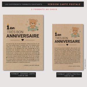 Carte d'anniversaire enfant 1 an - Joyeux premier anniversaire - Carte anniversaire originale - carte pour les 1 an bébé - personnalisable image 6