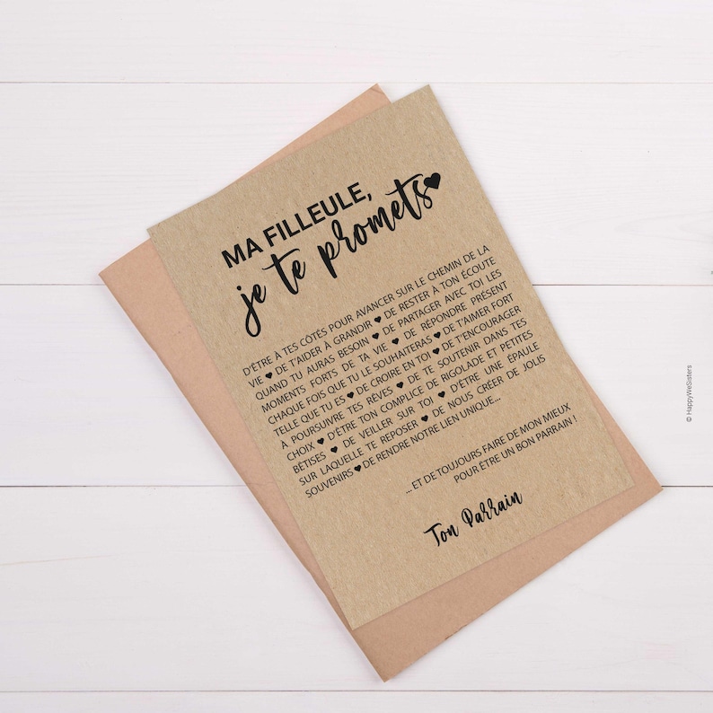 Carte Filleule/Parrain personnalisable - idée cadeau baptême - cadeau naissance filleule image 2