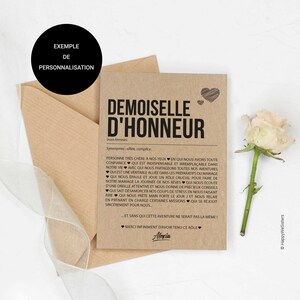 Carte définition Demoiselle d'honneur - Carte demande demoiselle d'honneur mariage - - Cadeau mariage - Personnalisable imagen 3