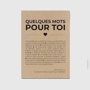 Carte "Quelques mots pour toi" - Carte d'anniversaire - Carte d'affection - Carte d'amitié - Carte d'amour - Personnalisable