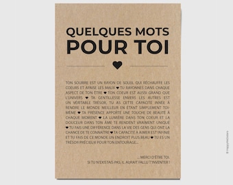 Carte "Quelques mots pour toi" - Carte d'anniversaire - Carte d'affection - Carte d'amitié - Carte d'amour - Personnalisable