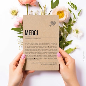 Carte Merci définition - Carte de remerciement - Merci beaucoup - Carte d'affection - merci - Carte de gratitude personnalisable image 3