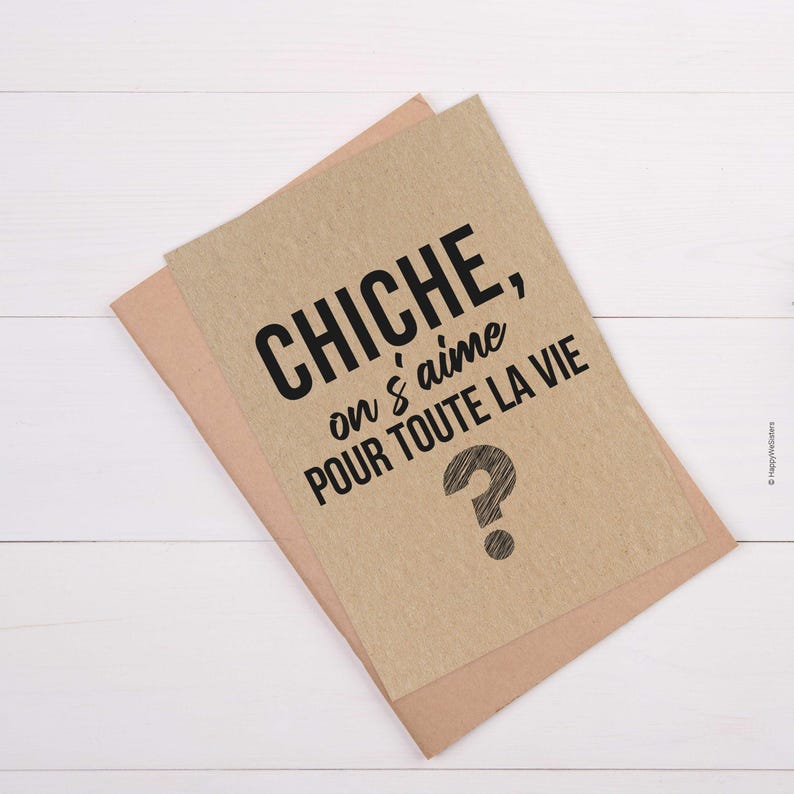 Carte "Chiche, on s'aime pour toute la vie ?" - Demande en mariage - Carte Saint-Valentin - Carte amour personnalisable image 2