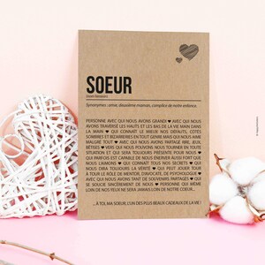 Carte définition soeur - Carte anniversaire soeur - Cadeau noël soeur - Idée cadeau soeur - Personnalisable image 5