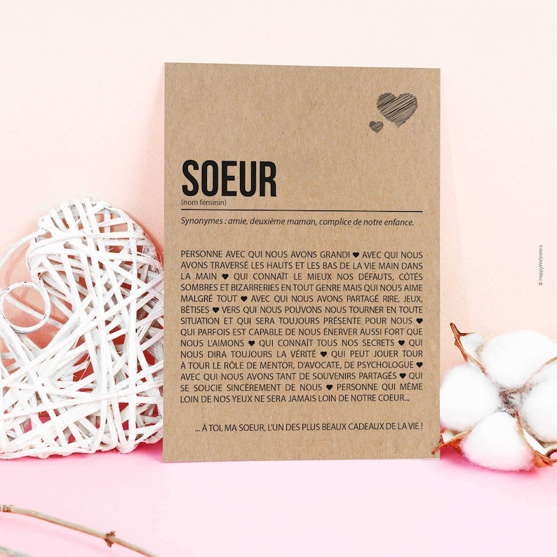 Carte définition soeur - Carte anniversaire soeur - Cadeau noël soeur - Idée cadeau soeur - Personnalisable image 5