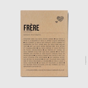 Carte définition frère - Carte anniversaire frère - Cadeau noël frère - Idée cadeau frère - Personnalisable image 1
