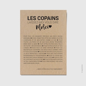 Carte Merci Les copains - Carte de remerciements amis - Carte d'amitié - Idée cadeau copains - Carte personnalisable