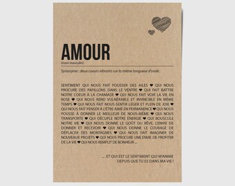 Carte définition amour - Cadeau Saint-Valentin - Personnalisable