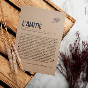 Carte définition amitié - Carte pour ami - Carte d'affection - Cadeau ami - Carte personnalisable Bild 3