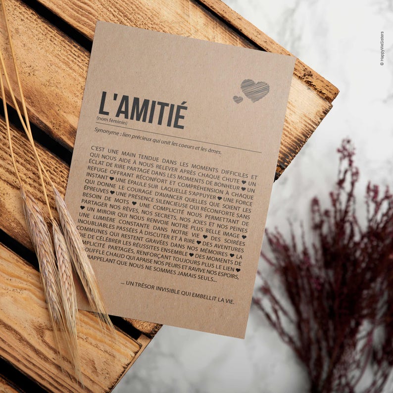 Carte définition amitié - Carte pour ami - Carte d'affection - Cadeau ami - Carte personnalisable Bild 3