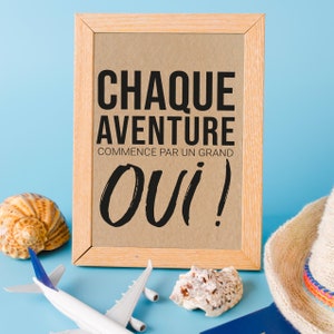 Carte citation "chaque aventure commence par un grand oui" - Idée cadeau mariage - Idée cadeau nouveau départ - Verso Personnalisable image 5